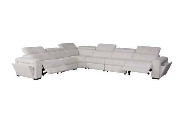 Divani Casa Gering - Modern Beige Fabric Sectional With 2 Power Recliners