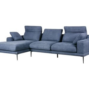 Divani Casa Corwith - Modern Blue Fabric Left Facing Sectional