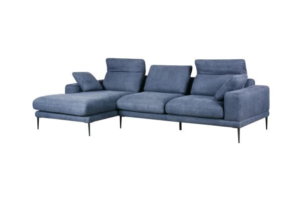 Divani Casa Corwith - Modern Blue Fabric Left Facing Sectional