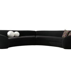 Modrest - Kilmer Modern Black Curved Fabric Sectional Sofa