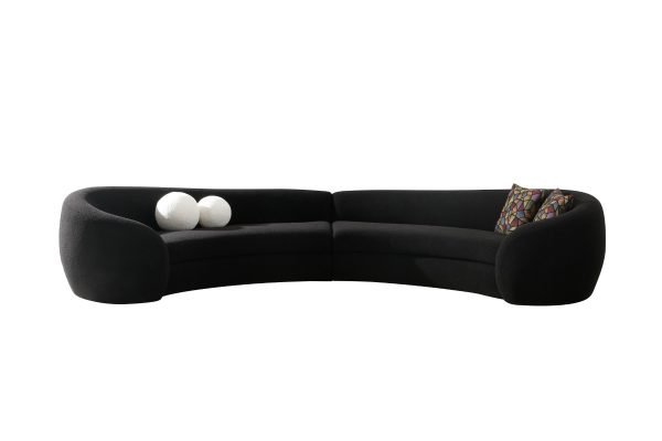Modrest - Kilmer Modern Black Curved Fabric Sectional Sofa
