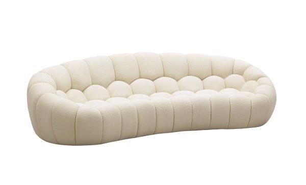 Divani Casa Yolonda - Modern Curved Off-White Fabric Sofa - Image 2