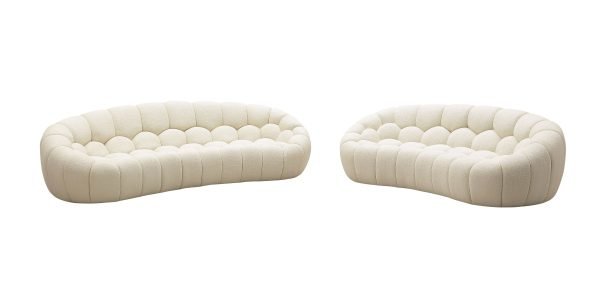 Divani Casa Yolonda - Modern Curved Off-White Fabric Loveseat - Image 4