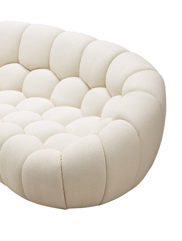 Divani Casa Yolonda - Modern Curved Off-White Fabric Chair - Image 5
