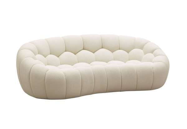Divani Casa Yolonda - Modern Curved Off-White Fabric Loveseat - Image 2