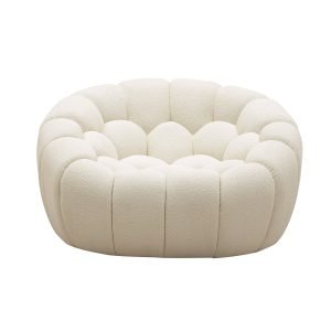 Divani Casa Yolonda - Modern Curved Off-White Fabric Chair