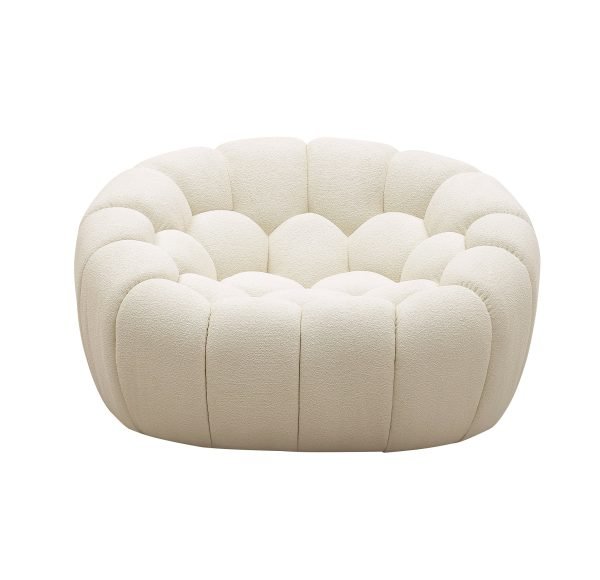 Divani Casa Yolonda - Modern Curved Off-White Fabric Chair
