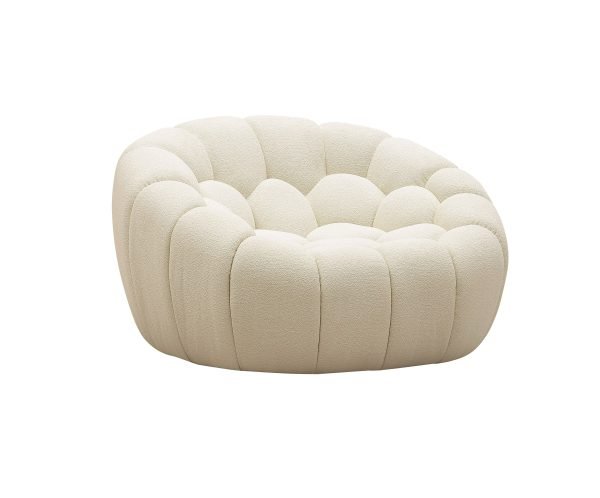 Divani Casa Yolonda - Modern Curved Off-White Fabric Chair - Image 2