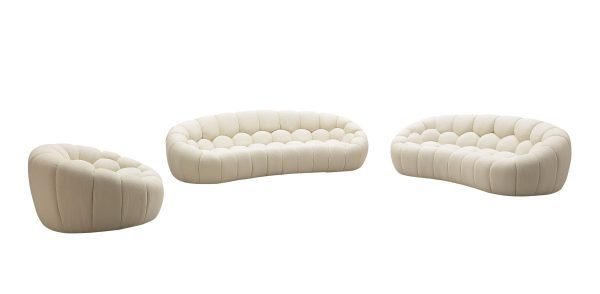 Divani Casa Yolonda - Modern Curved Off-White Fabric Sofa Set - Image 4