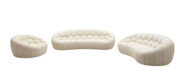 Divani Casa Yolonda - Modern Curved Off-White Fabric Sofa Set - Image 2