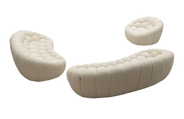 Divani Casa Yolonda - Modern Curved Off-White Fabric Sofa Set - Image 5