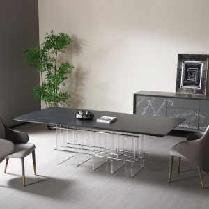 Modrest Inverness - Contemporary Black Oak + Acrylic Dining Table