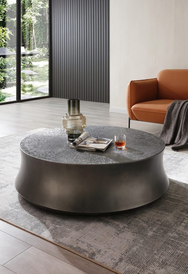 Modrest Airdrie - Modern Antique Grey Round Coffee Table Set - Image 3