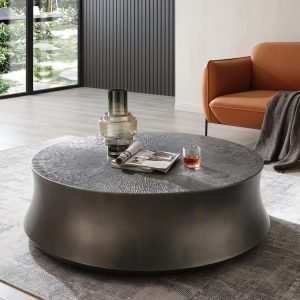 Modrest Airdrie - Modern Antique Grey Large Round Coffee Table