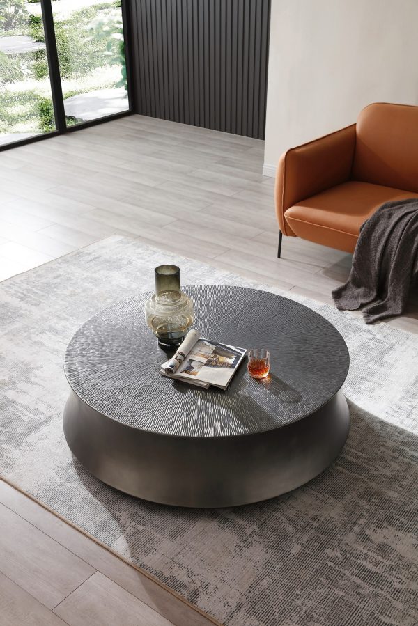 Modrest Airdrie - Modern Antique Grey Round Coffee Table Set - Image 4