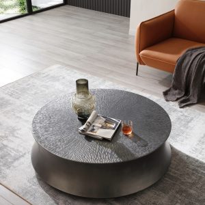 Modrest Airdrie - Modern Antique Grey Small Round Coffee Table