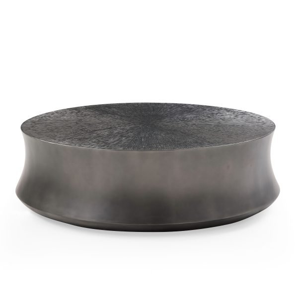Modrest Airdrie - Modern Antique Grey Large Round Coffee Table - Image 3