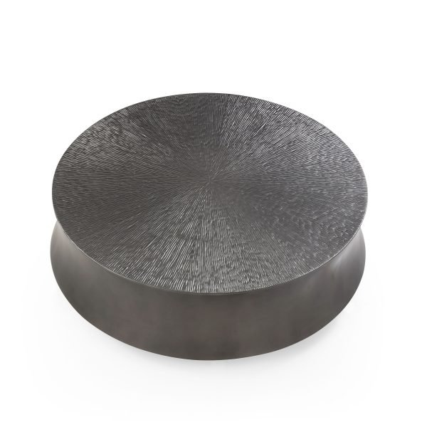 Modrest Airdrie - Modern Antique Grey Large Round Coffee Table - Image 4