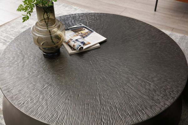 Modrest Airdrie - Modern Antique Grey Round Coffee Table Set - Image 2