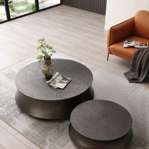 Modrest Airdrie - Modern Antique Grey Round Coffee Table Set