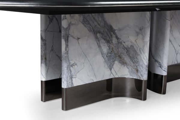 Modrest Renfew - Modern Black Oak + Faux Marble Oval Dining Table - Image 5