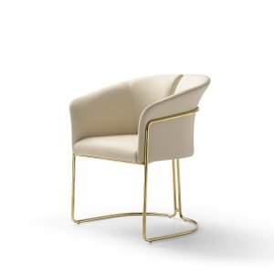 Modrest Renfew - Modern Beige Vegan Leather + Champagne Gold Dining Chair