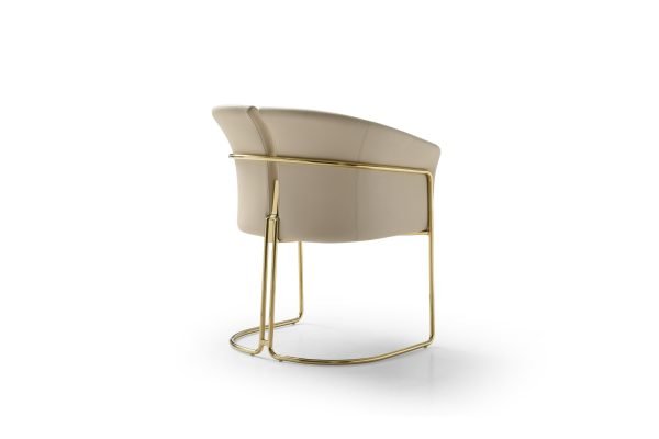 Modrest Renfew - Modern Beige Vegan Leather + Champagne Gold Dining Chair - Image 3