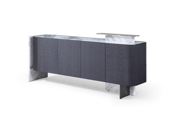 Modrest Broxburn - Modern Black Oak + Faux Marble Buffet - Image 2