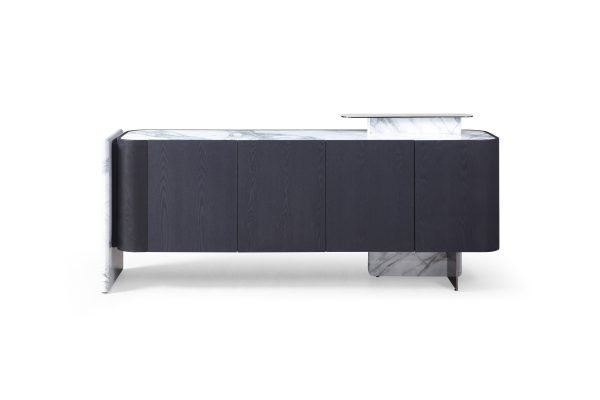 Modrest Broxburn - Modern Black Oak + Faux Marble Buffet - Image 3