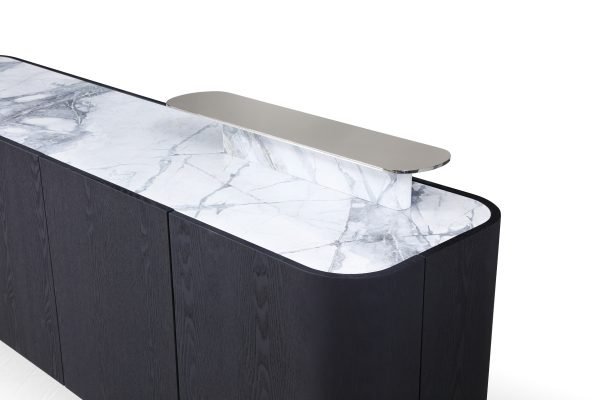 Modrest Broxburn - Modern Black Oak + Faux Marble Buffet - Image 5