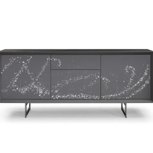 Modrest Hawick - Contemporary Dark Grey + Abstract White Paint Buffet