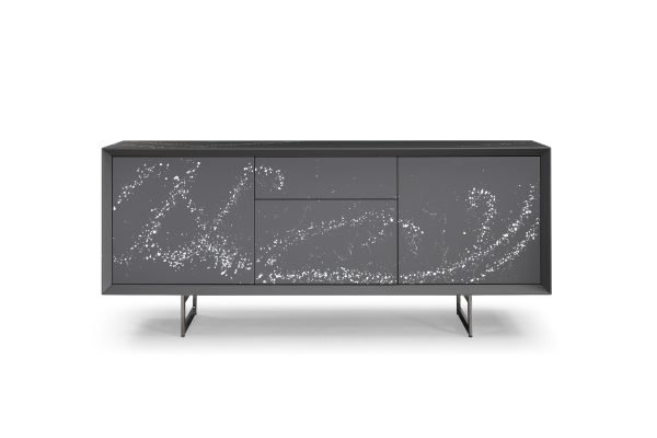 Modrest Hawick - Contemporary Dark Grey + Abstract White Paint Buffet