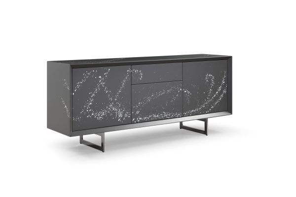Modrest Hawick - Contemporary Dark Grey + Abstract White Paint Buffet - Image 2