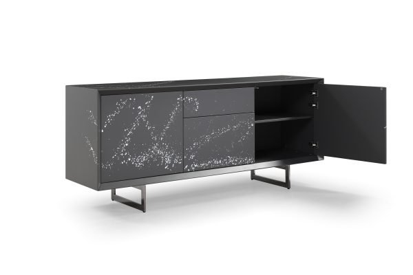 Modrest Hawick - Contemporary Dark Grey + Abstract White Paint Buffet - Image 3