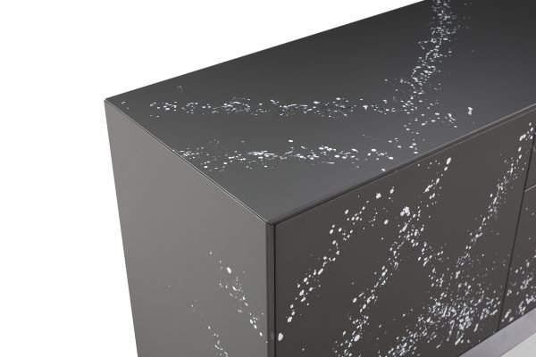 Modrest Hawick - Contemporary Dark Grey + Abstract White Paint Buffet - Image 4