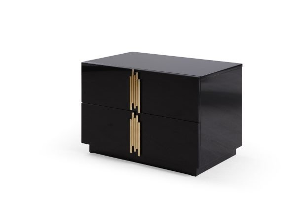 Modrest Token - Modern Black + Gold Wide Nightstand - Image 2