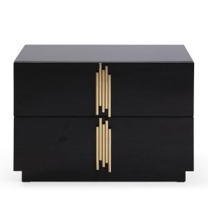 Modrest Token - Modern Black + Gold Wide Nightstand