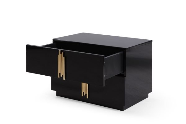 Modrest Token - Modern Black + Gold Wide Nightstand - Image 3