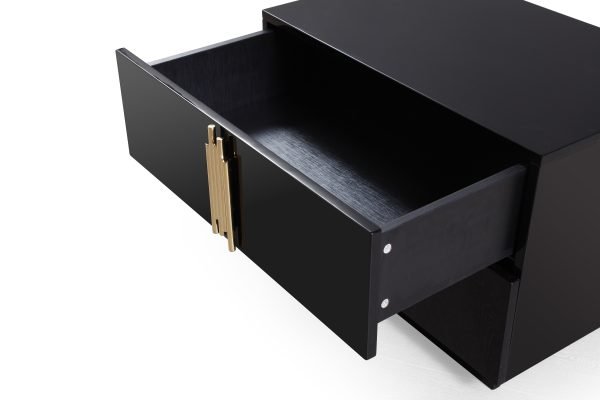 Modrest Token - Modern Black + Gold Wide Nightstand - Image 4