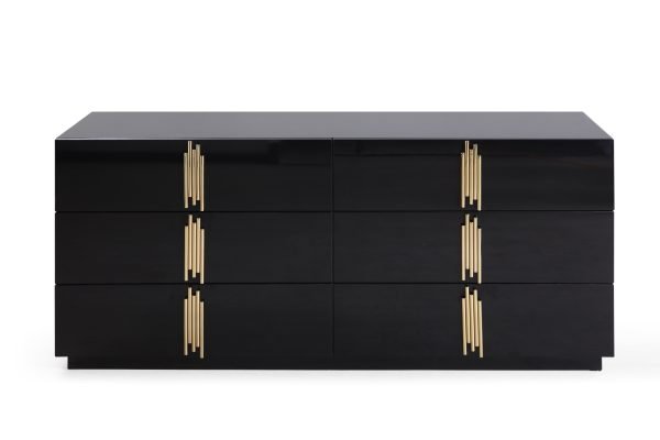 Modrest Token - Modern Black + Gold Wide Dresser