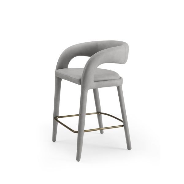 Modrest Faerron - Modern Grey Leatherette Counter Chair