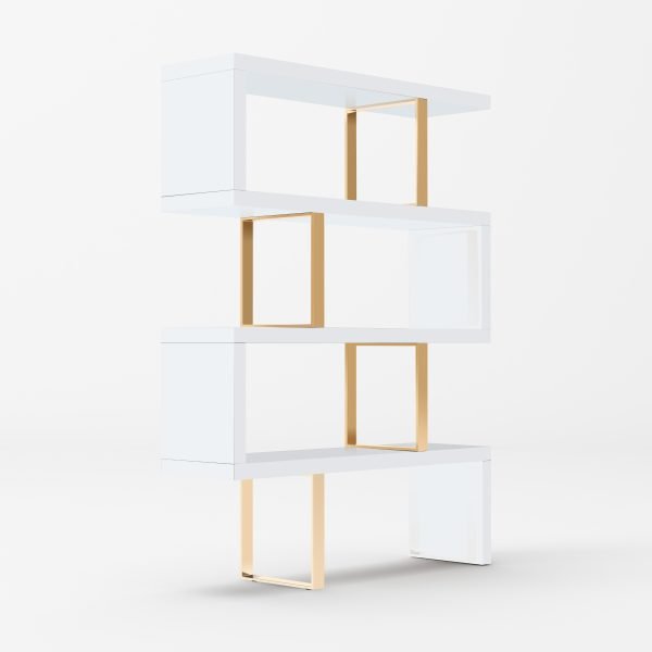 Modrest Maze - Modern White & Gold Bookcase - Image 2