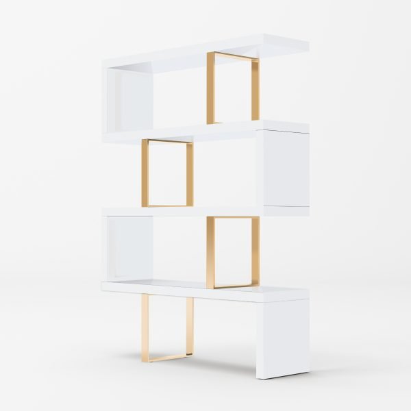 Modrest Maze - Modern White & Gold Bookcase - Image 3