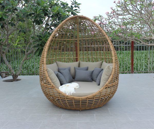 Renava Cocoon - Outdoor Beige + Wicker Lounge Bed - Image 2