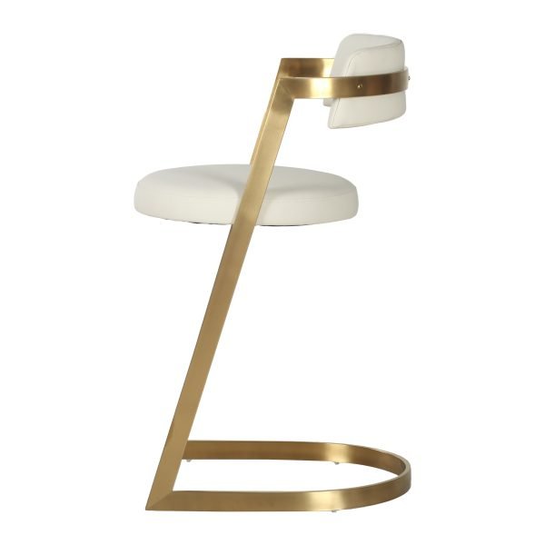Modrest Shandra - Beige Pleather + Gold Counter Stool - Image 3