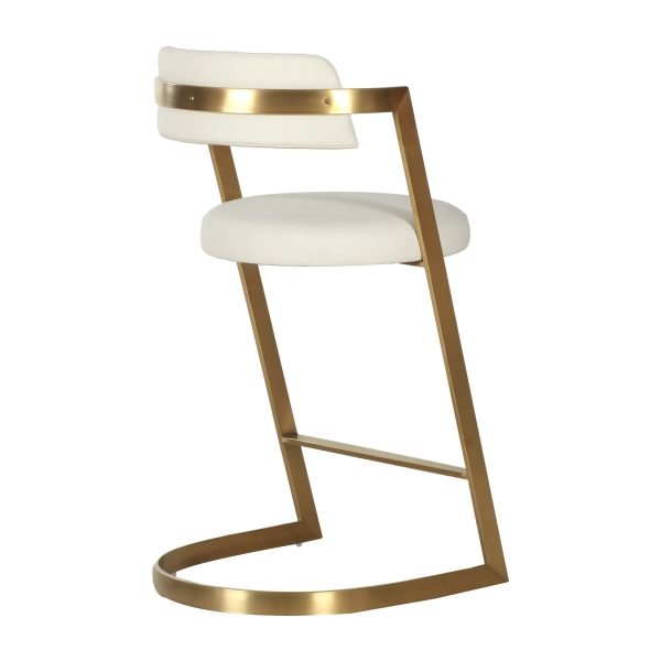Modrest Shandra - Beige Pleather + Gold Counter Stool - Image 4