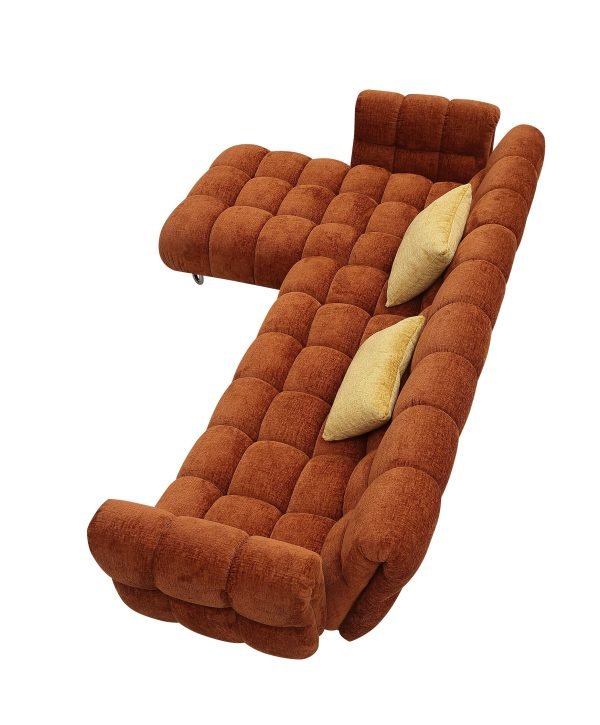 Divani Casa Jacinda - Modern Burnt Orange Fabric Left Facing Sectional Sofa + 2 Yellow Pillows - Image 4