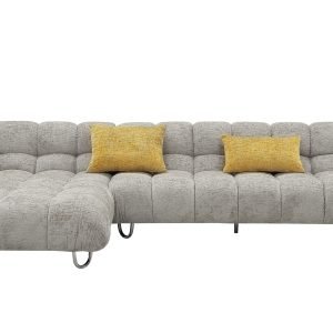 Divani Casa Jacinda - Modern Grey Fabric Left Facing Sectional Sofa with 2 Yellow Pillows