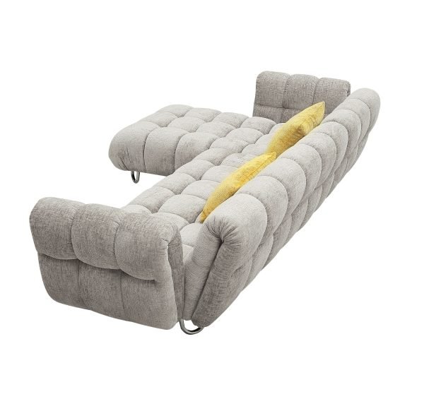 Divani Casa Jacinda - Modern Grey Fabric Left Facing Sectional Sofa with 2 Yellow Pillows - Image 5