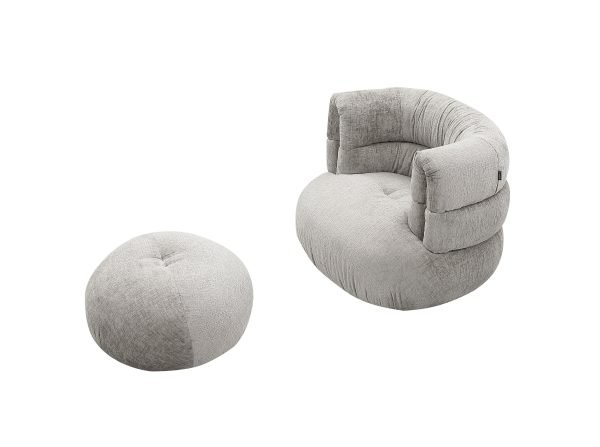 Divani Casa Shay - Modern Grey Fabric Accent Chair + Ottoman - Image 2